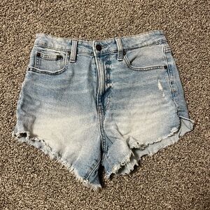 Celebrity Pink Light Blue Frayed Jean Shorts